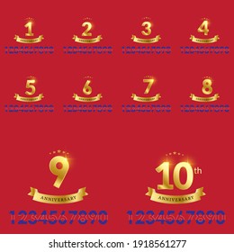 set Year Anniversary Set Vector Template Design Illustration