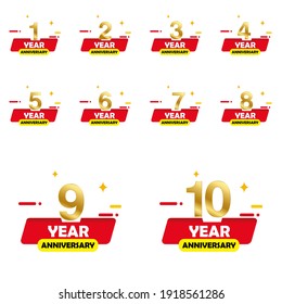 set Year Anniversary Set Vector Template Design Illustration