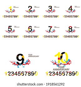 set Year Anniversary Set Vector Template Design Illustration