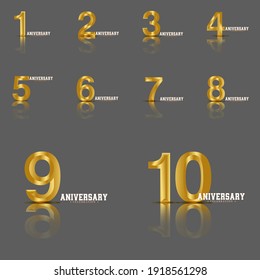 set Year Anniversary Set Vector Template Design Illustration