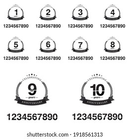 set Year Anniversary Set Vector Template Design Illustration