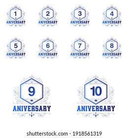 set Year Anniversary Set Vector Template Design Illustration