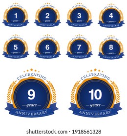 set Year Anniversary Set Vector Template Design Illustration