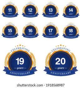 set Year Anniversary Set Vector Template Design Illustration