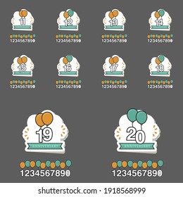 set Year Anniversary Set Vector Template Design Illustration