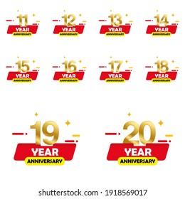 set Year Anniversary Set Vector Template Design Illustration