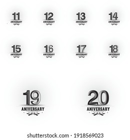 set Year Anniversary Set Vector Template Design Illustration