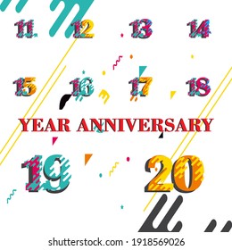 set Year Anniversary Set Vector Template Design Illustration