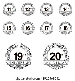 set Year Anniversary Set Vector Template Design Illustration