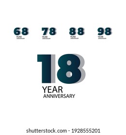 Set Year Anniversary Vector Template Design Illustration Blue Elegant White Background