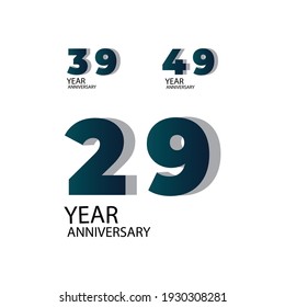 Set Year Anniversary Vector Template Design Illustration Blue Elegant White Background