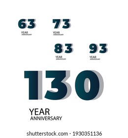 Set Year Anniversary Vector Template Design Illustration Blue Elegant White Background