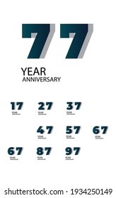 Set Year Anniversary Vector Template Design Illustration Blue Elegant White Background
