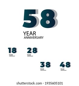 Set Year Anniversary Vector Template Design Illustration Blue Elegant White Background