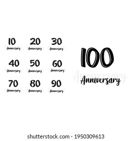 Set Year Anniversary White Background Color Vector Template Design Illustration