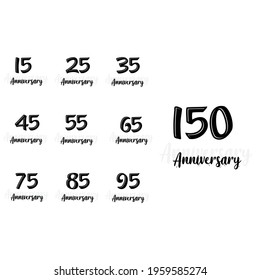 Set Year Anniversary White Background Color Vector Template Design Illustration