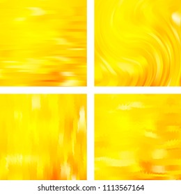 Set with yellow abstract blurred backgrounds. Vector illustration. Modern geometrical backdrop. Abstract template.