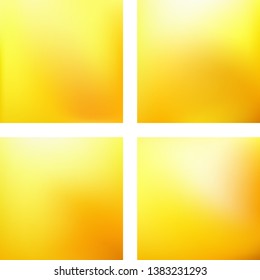 Set with yellow abstract blurred backgrounds. Vector illustration. Modern geometrical backdrop. Abstract template.