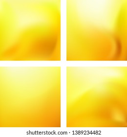Set with yellow abstract blurred backgrounds. Vector illustration. Modern geometrical backdrop. Abstract template.