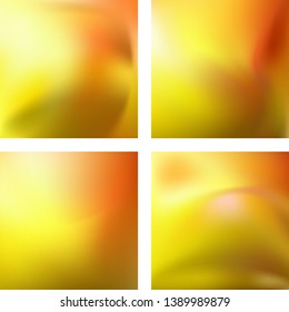 Set with yellow abstract blurred backgrounds. Vector illustration. Modern geometrical backdrop. Abstract template.