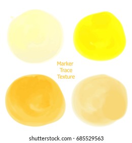 Set of yellow alcohol marker circle texture, watercolor effect, spots for design