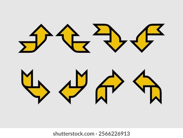 A set of yellow arrows