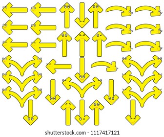 Set of Yellow arrows with face