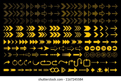 Set of yellow arrows icon