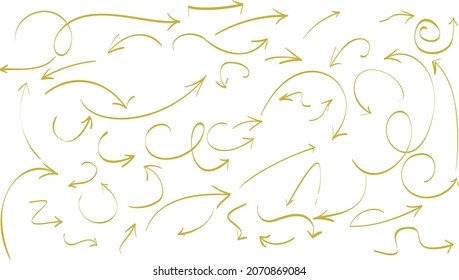 A set of yellow arrows for infographics and banners