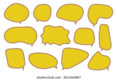 Set yellow autumn speech bubbles on white background. chat box or chat vector doodle message or communication icon Cloud speaking for comics and message dialog