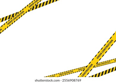 Set of yellow and black caution warning banner tape hanging for industrial safety, road, under construction, maintenance and hazard areas. vector illustration with a transparent background - Powered by Shutterstock - Get 15% off with code: PIKWIZARD15