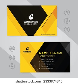 Set of yellow and black Modern Corporate Business Card Design Templates, vector eps 10