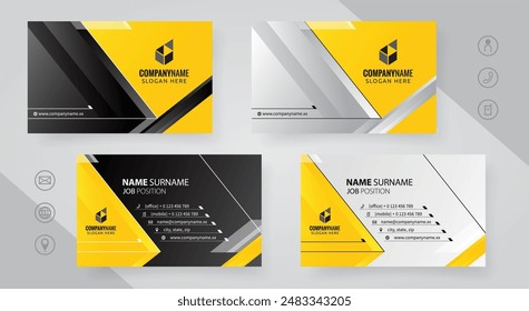 Set of yellow and black Modern Corporate Business Card Design Templates, vector eps 10