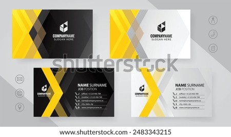 Set of yellow and black Modern Corporate Business Card Design Templates, vector eps 10