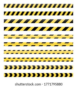 Set of yellow and black ribbons. Vector illustration.