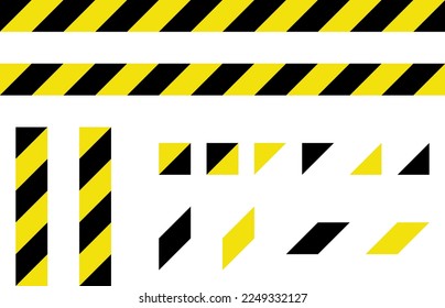 Set of yellow and black striped lines for construction site