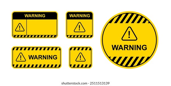 Set of yellow and Black Warning Signs - Safety Signage for Industrial, Construction, and Hazardous Areas