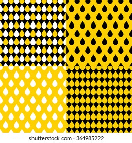 Set Yellow Black Water Drops Background Vector Illustration.