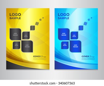set yellow and blue Cover design template vector, brochure flyer, Annual report  Layout, book, booklet, poster, leaflet