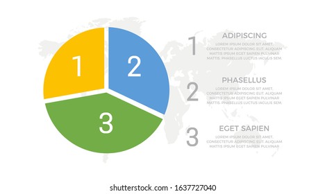 Set of yellow, blue and green elements for infographic with world map presentation slides.