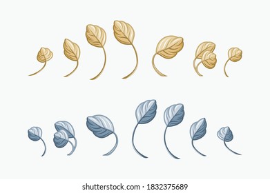 set of yellow and blue leafs