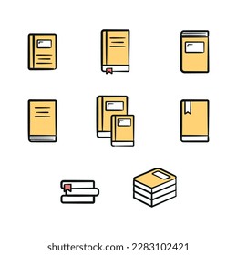 Set of yellow book icon on white background