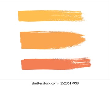 set yellow brush stroke paint background vector design