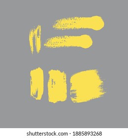 Conjunto de pinceladas amarillas aisladas sobre fondo blanco. Elementos vectores EPS 10 para diseño