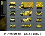 Set of Yellow cars in tree position. For the application of Your advertising. Mock up is grouped and ready for change.