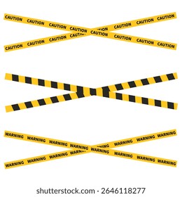 set of yellow caution and warning lines in flat design