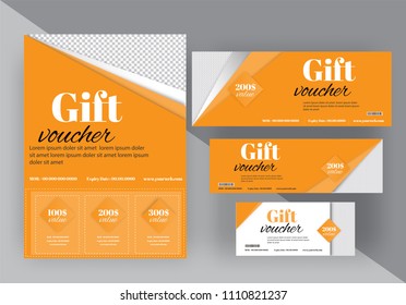 Set of yellow color discount voucher, gift card or coupon with space for your product image. 