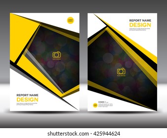 Set Yellow Cover Annual report template vector illustration, polygon background, brochure flyer design, portfolio,Leaflet, presentation, book, booklet, catalogs, ad