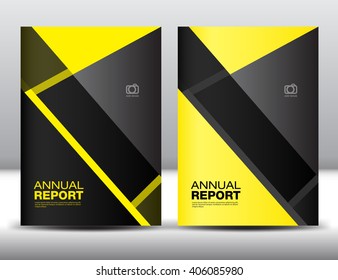 Set Yellow Cover Template, annual report, brochure flyer, presentation, book, polygon background, booklet, catalog, magazine ads