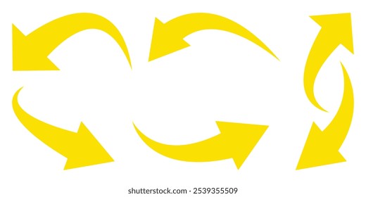 Conjunto de setas curvas amarelas ícones isolados para sites e celular. Ícones editáveis de ilustração de vetor. EPS 10